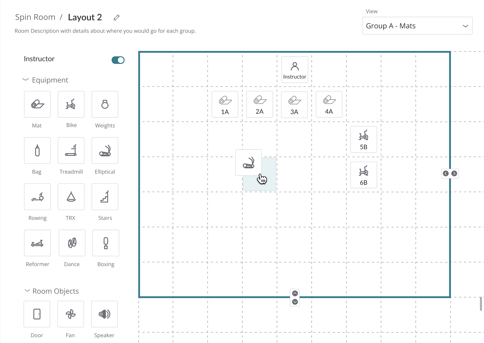 Drag-and-drop room builder interface